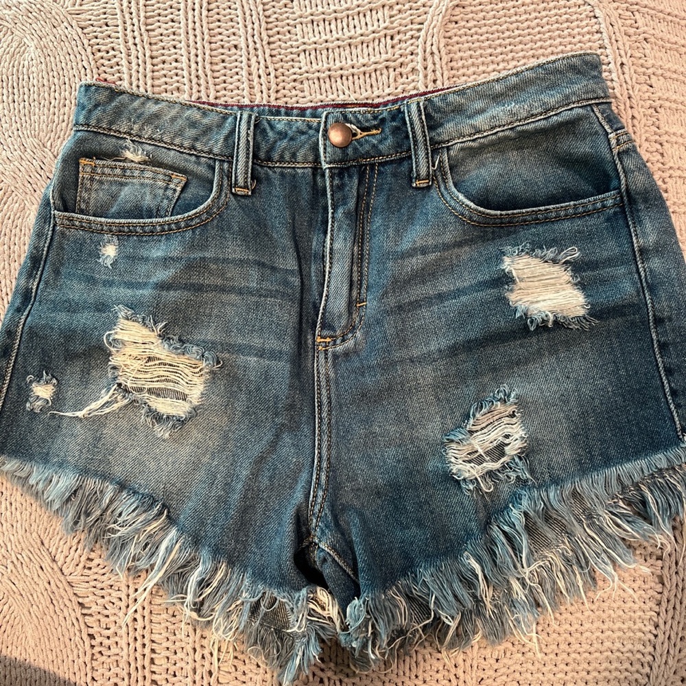 Perfect distressed denim shorts